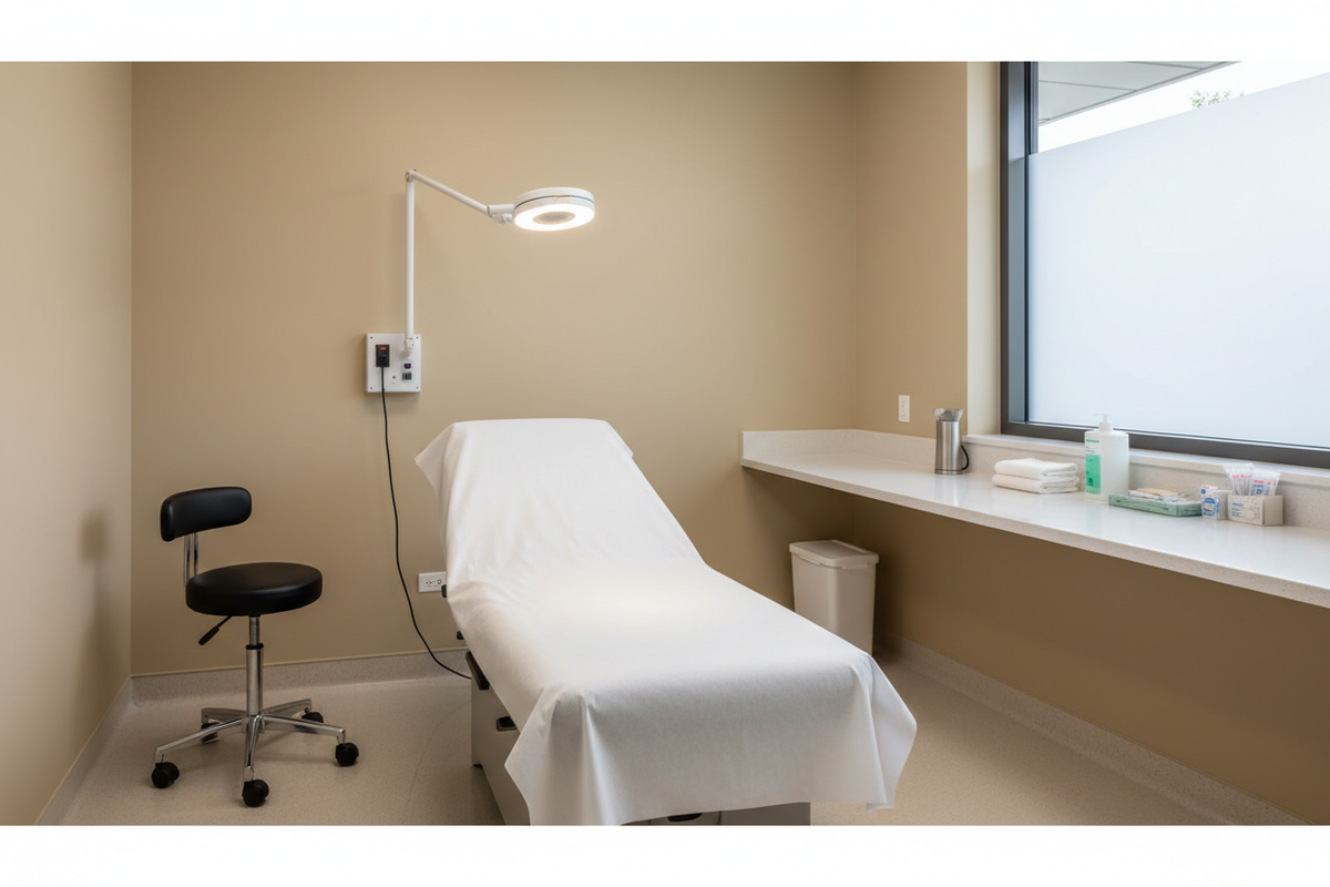 Exam Table with Paper