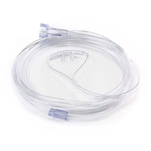 Clear oxygen tubing with connectors on a white background
