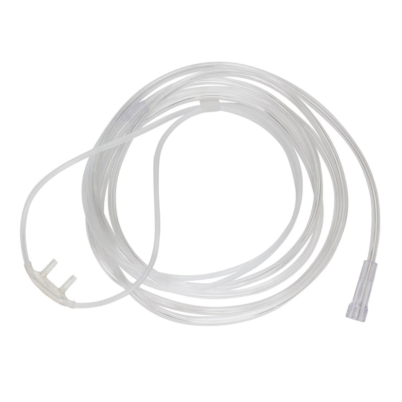 Coiled clear plastic tube on a white background