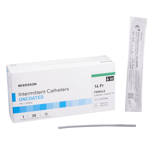 Box Urethral Catheter McKesson Straight Tip Uncoated PVC 14 Fr. 6 Inch Length
CATHETER, URETHRAL LUER UNCOATED PVC FEMALE 6"14FR 