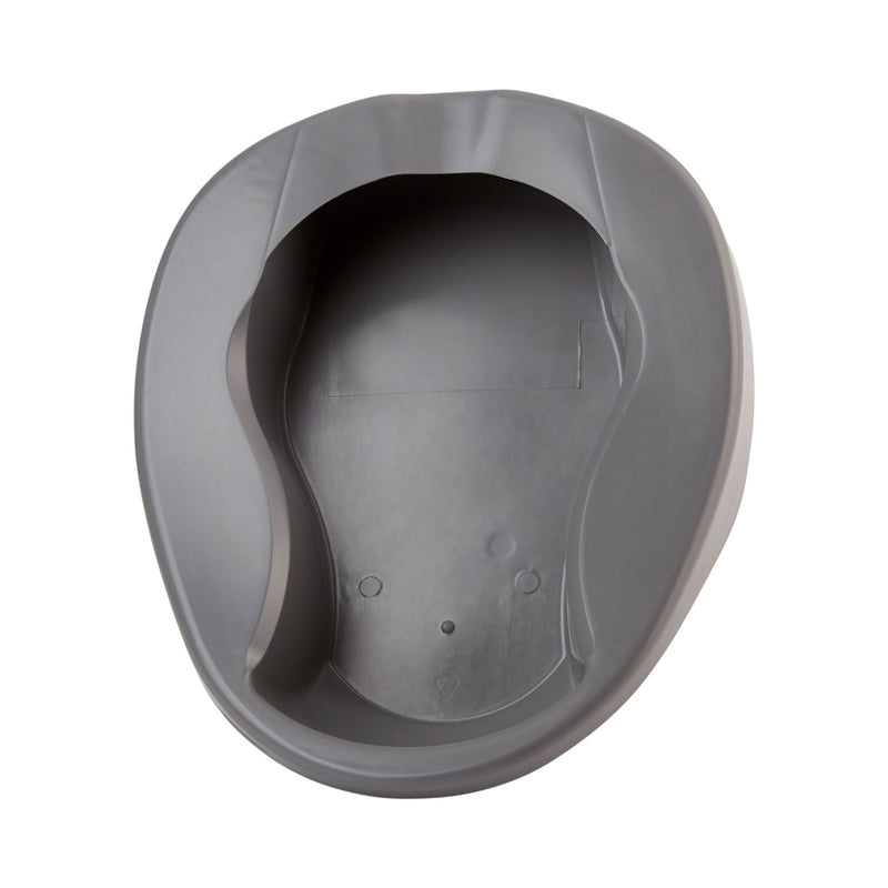 Gray plastic bedpan on a white background