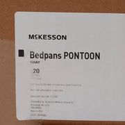 McKesson Bedpans Pontoons packaging label on a cardboard background