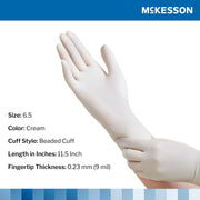 Cream-colored glove with McKesson branding on a white background