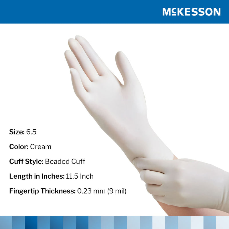 Cream-colored glove with McKesson branding on a white background