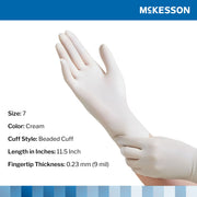 Cream-colored glove with McKesson branding on a white background