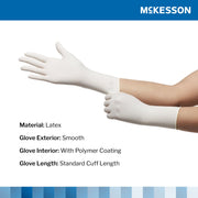 White latex gloves with McKesson branding on a white background