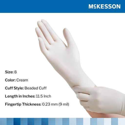 Cream-colored glove with McKesson branding on a white background