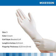 Cream-colored glove with McKesson branding on a white background