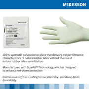 McKesson synthetic surgical glove packaging with a glove displayed on a white background