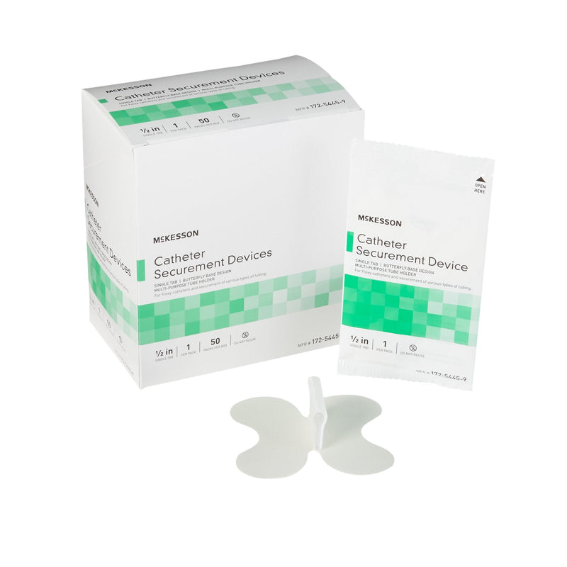 box of Catheter Stabilization Device McKesson NonSterile, 2.5 Inch Tab For Indwelling Catheter