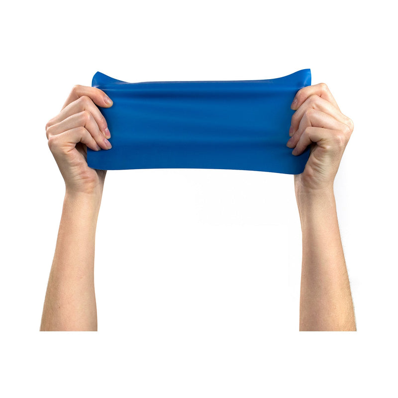 a blue Exercise Resistance Band being stretched