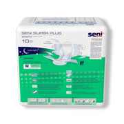 Pack of Seni Super Plus briefs with packaging details on a white background