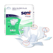 Seni Super Plus briefs packaging with product display on a white background