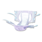 White incontinence pad with blue straps on a white background