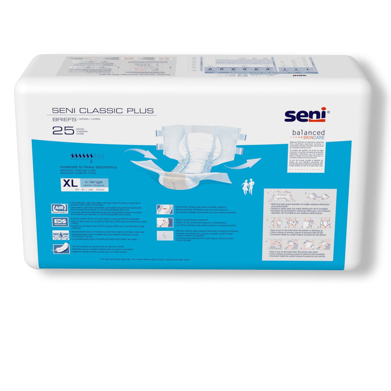 Pack of Seni Classic Plus adult diapers on a white background