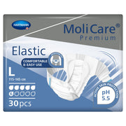 MoliCare Premium Elastic product packaging with Hartmann logo on a white background