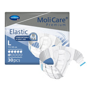 MoliCare Premium Elastic packaging with product display on a white background