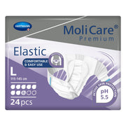 MoliCare Premium Elastic packaging with Hartmann logo on a white background