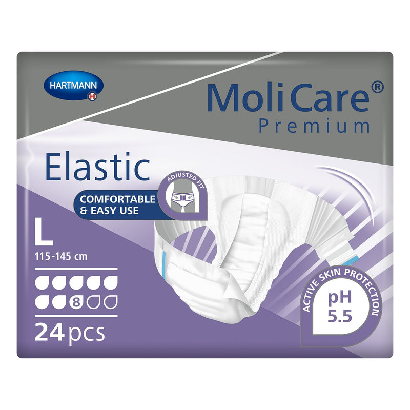 MoliCare Premium Elastic packaging with Hartmann logo on a white background