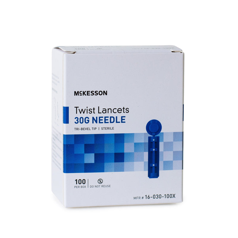 McKesson 30G twist-top lancets, box of 100, for lancing devices