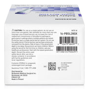 Box of McKesson blood lances with text and barcodes on a white background