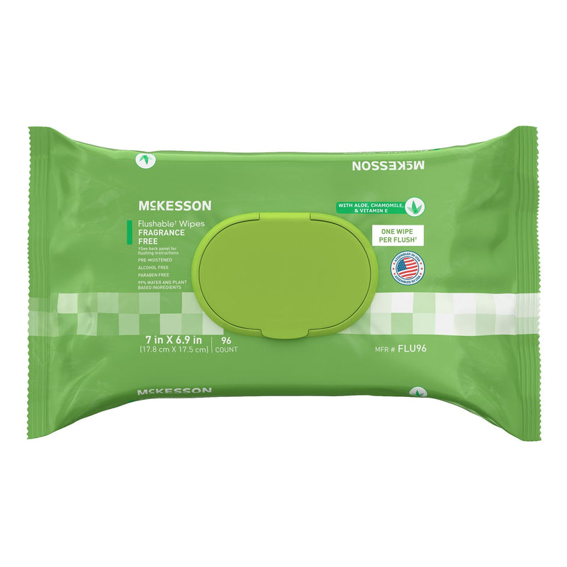 Mckesson Flushable Personal Wipes, Unscented, 7 X 6.9 Inch, 96 Count