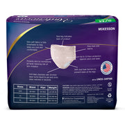 McKesson diaper package with specifications and features on a white background