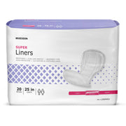 Package of McKesson super liners with purple and white design