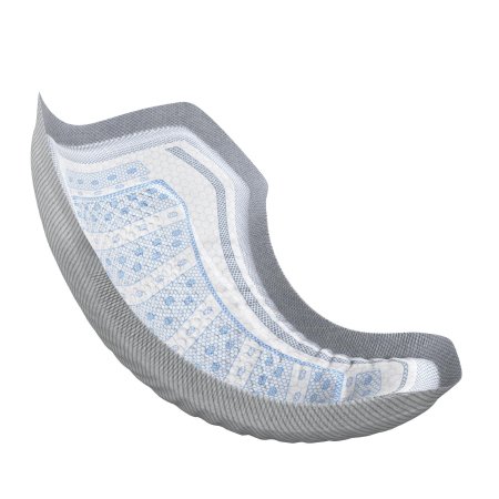 Gray and white cushion with blue pattern on a white background