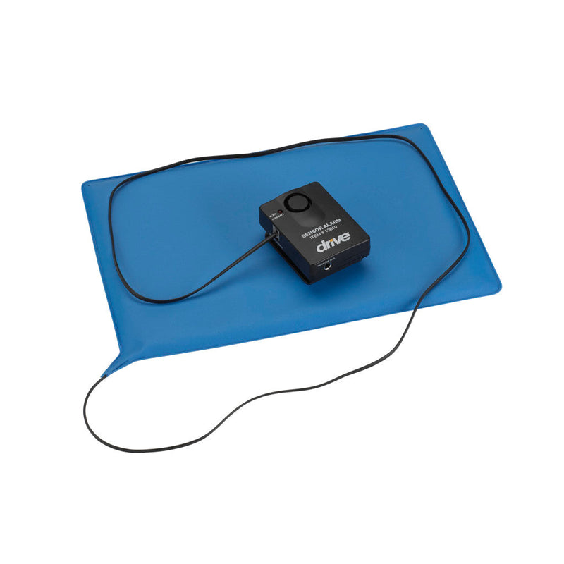 Blue mat with a black device labeled 'drive' on a white background