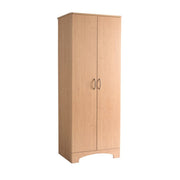 Wooden wardrobe with two doors on a white background