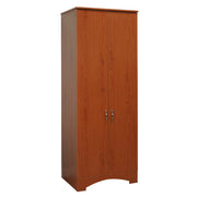 Wooden wardrobe with two doors on a white background
