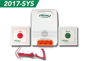 Set of security alarm components including a control panel, receiver, and remote on a white background.