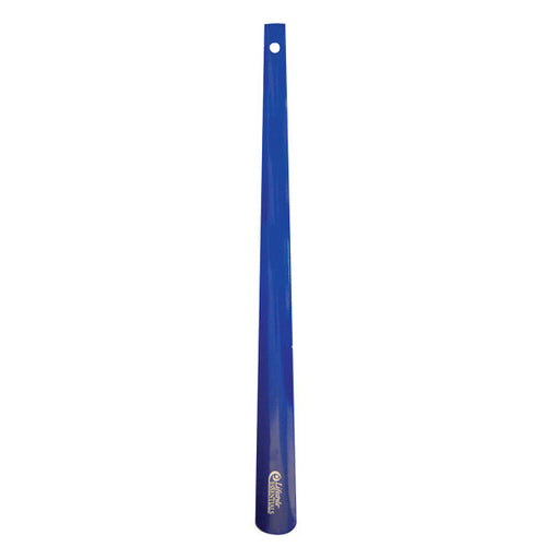 Blue shoehorn with a white background