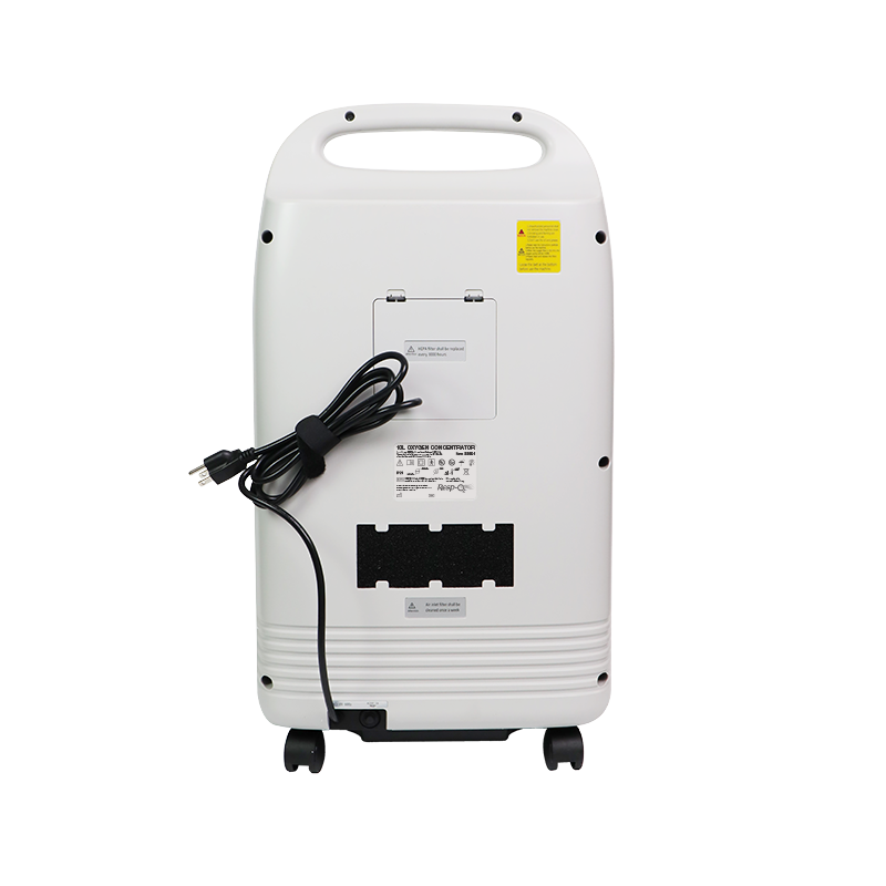 White oxygen concentrator with a cable on a white background