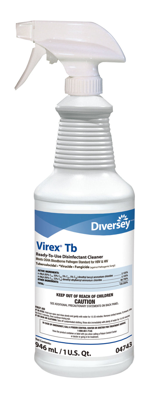 Diversey Virex Tb disinfectant cleaner bottle on a white background