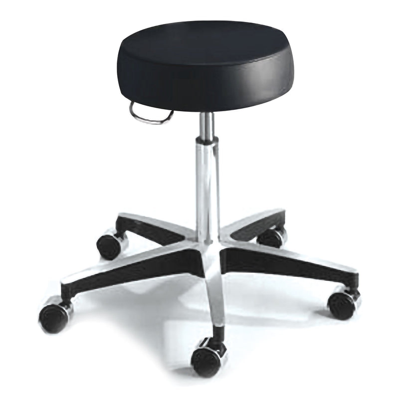 Black stool with wheels on a white background