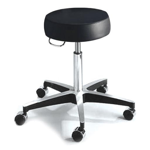 Black stool with wheels on a white background