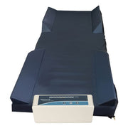Blue heating pad with a control unit on a white background