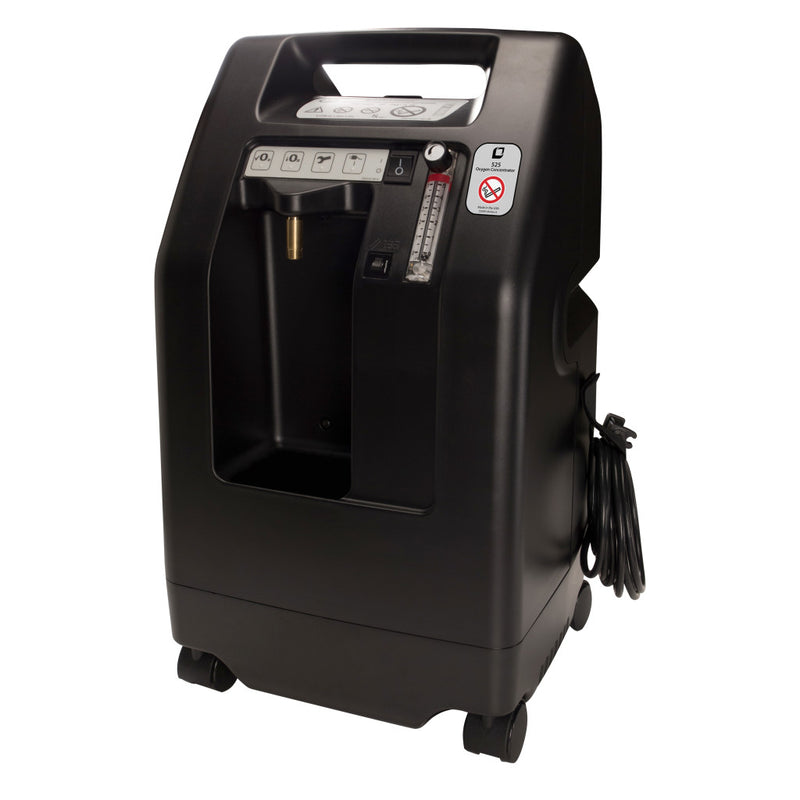 Black oxygen concentrator on a white background