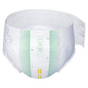 White incontinence diaper with green grid pattern on a white background