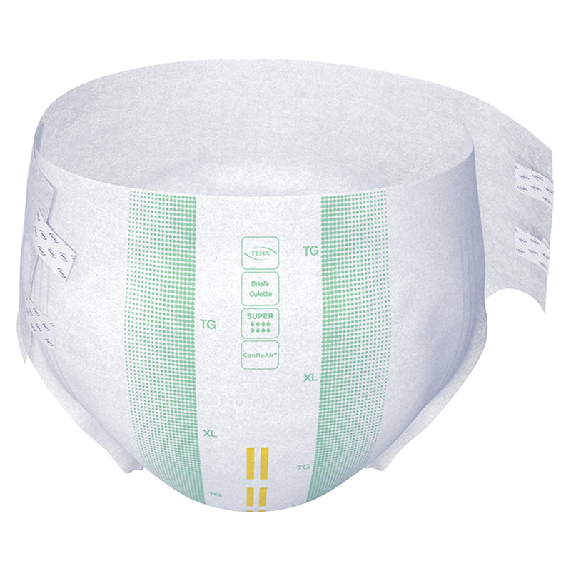White incontinence diaper with green grid pattern on a white background