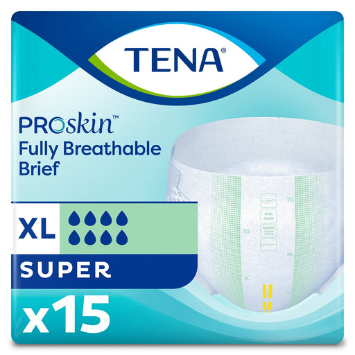 TENA Proskin fully breathable brief package for XL size on a white background
