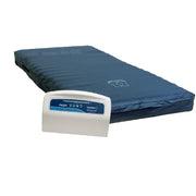 Blue air mattress with control unit on a white background