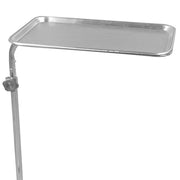 Metal tray with adjustable stand on a white background
