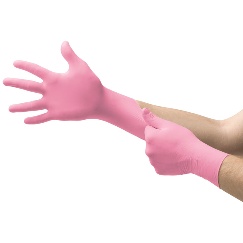 Ansell Micro Touch Nitrafree Nitrile Pink Exam Gloves 100/Box