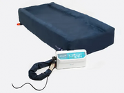 Navy inflatable mattress with control panel on a white background