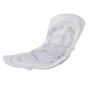 White sanitary pad with purple design on a white background