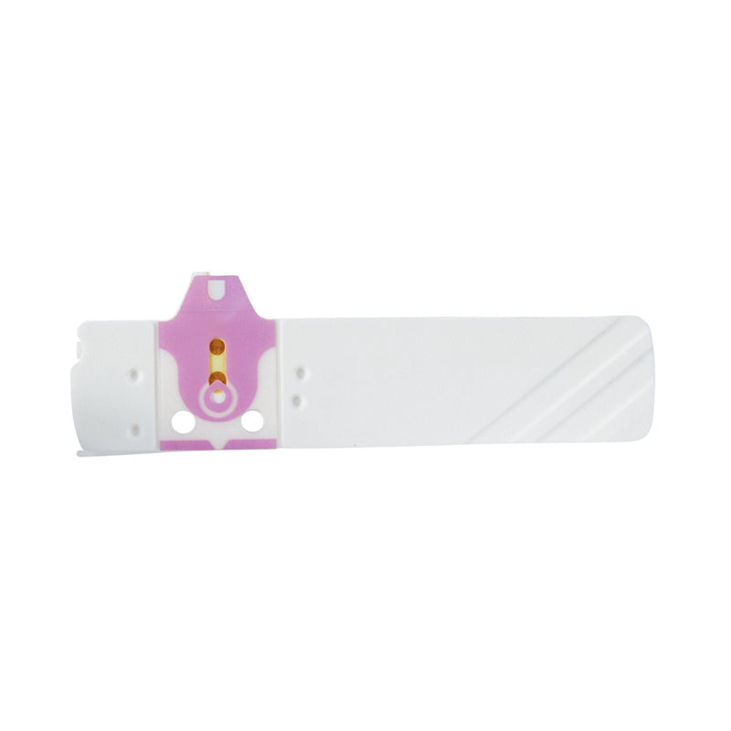 White headband with a pink clip on a white background