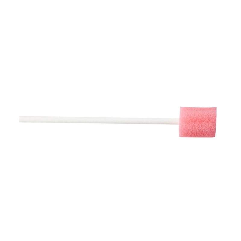 Pink cotton swab on a white background